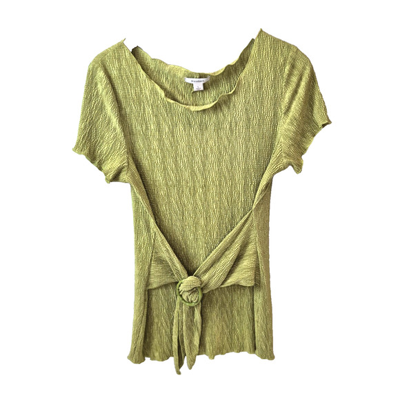 Women’s Green Tie Front Top & Floral Midi Skirt Set L Boho Cottagecore - Picture 2 of 15